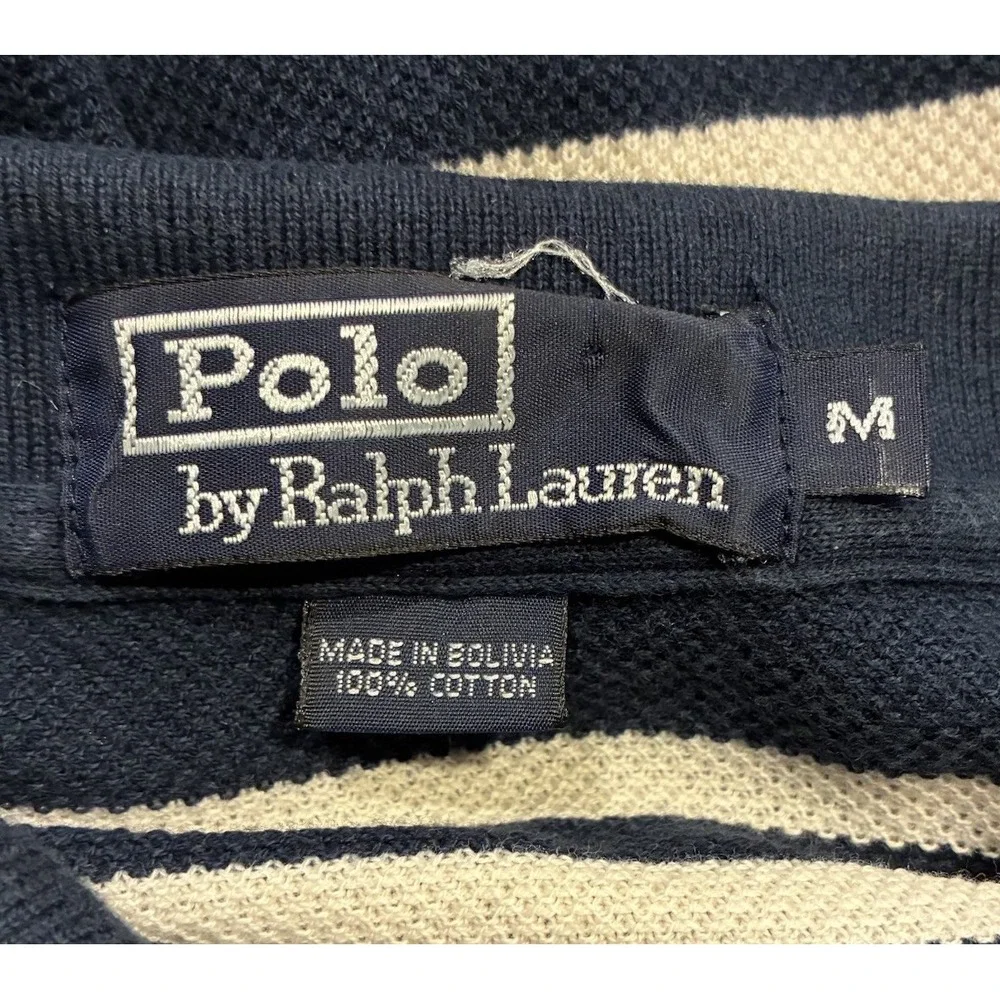 Vintage Polo‎ by Ralph Lauren 90s Navy Striped Men's Medium Polo Shirt